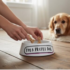 I'm a People Dog Pet Bowl. Pet Bowls and Jars. Handmade pet accessory by Wild Mongoo Pet, George, South Africa.