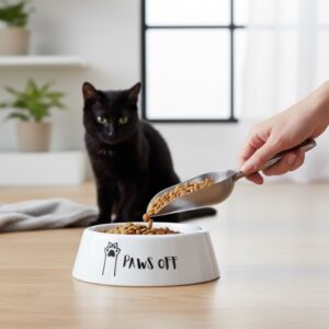 Paws Off Cat Bowls. Bowls. Handmade pet accessory by Wild Mongoo Pet, George, South Africa.