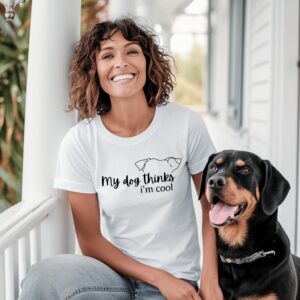 My Dog Thinks I'm Cool T-Shirt. Apparel. Handmade pet accessory by Wild Mongoo Pet, George, South Africa.